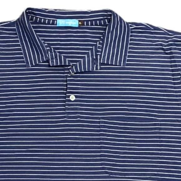 J. McLaughlin Polo Shirt Men’s Size XL Blue White Stripes - Picture 3 of 9